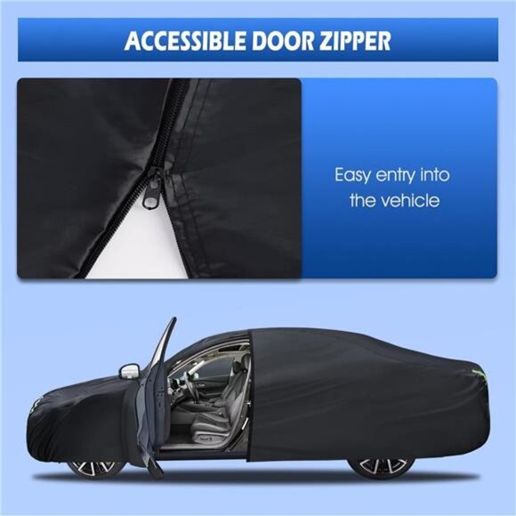 6 Layers Car Cover Waterproof All Weather for Automobiles, Size A3 with Zipper - Picture 2 of 7